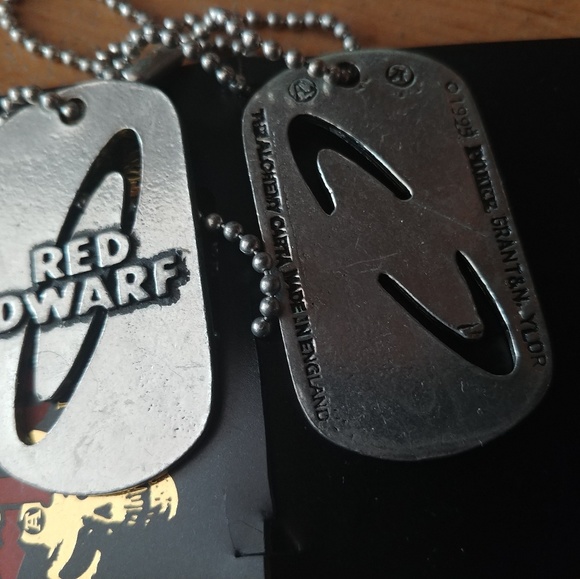 Red Dwarf Pewter Dog tags by Alchemy Gothic - Picture 1 of 1